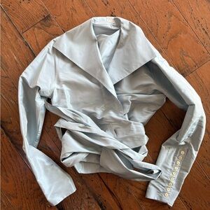 PAUW ice blue silk wrap top, made in Belgium.  Size 2